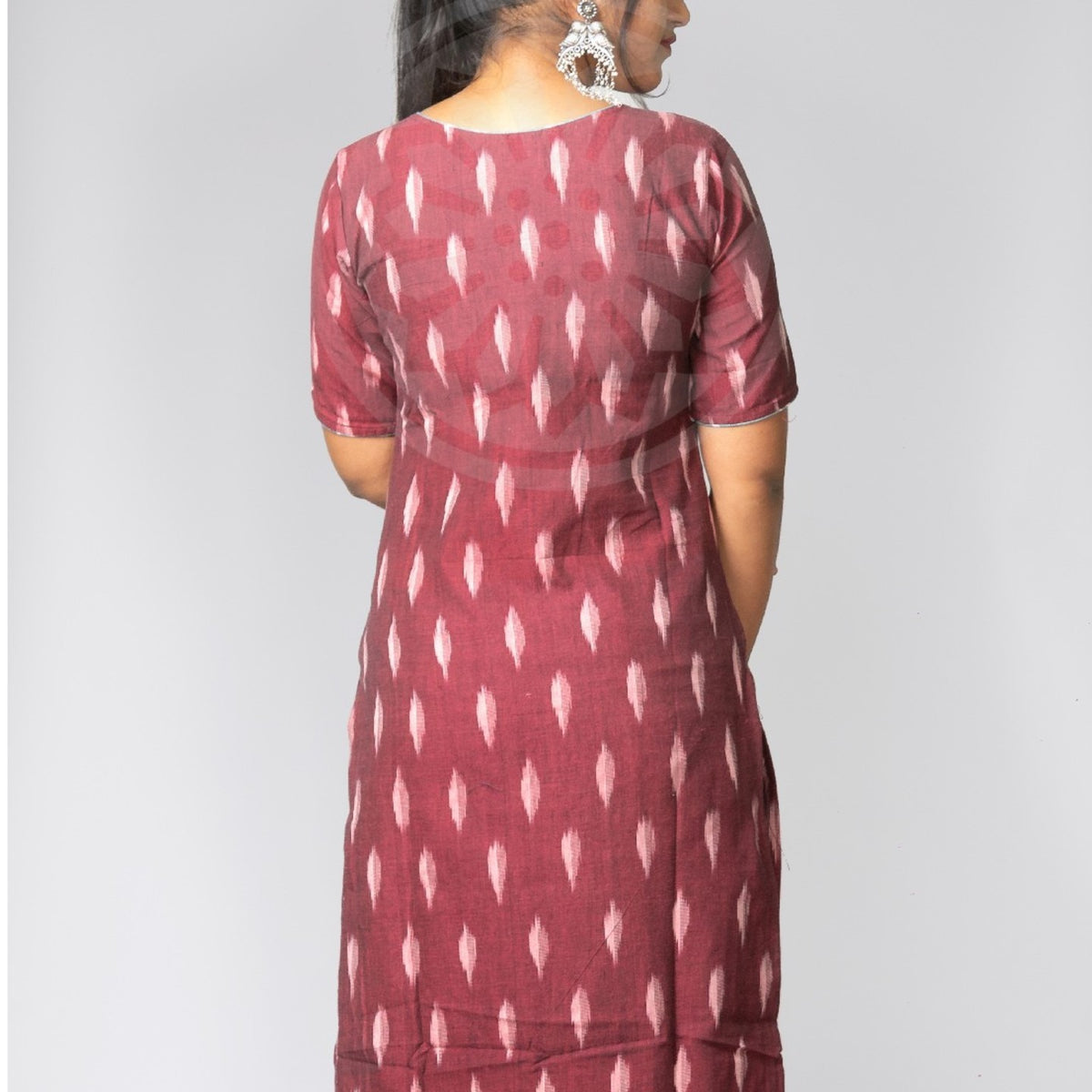 Ikkat Kurti - Maroon