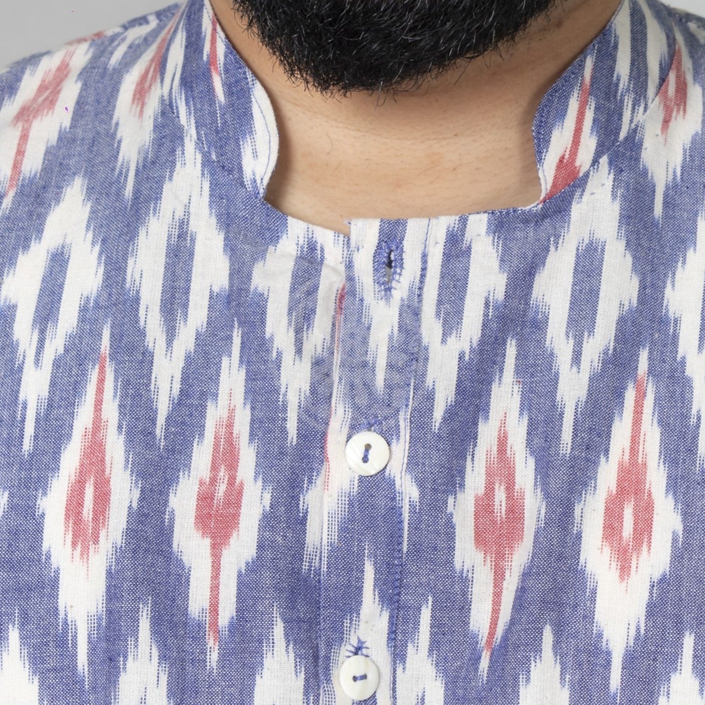 Blue Red Ikat Short Kurta