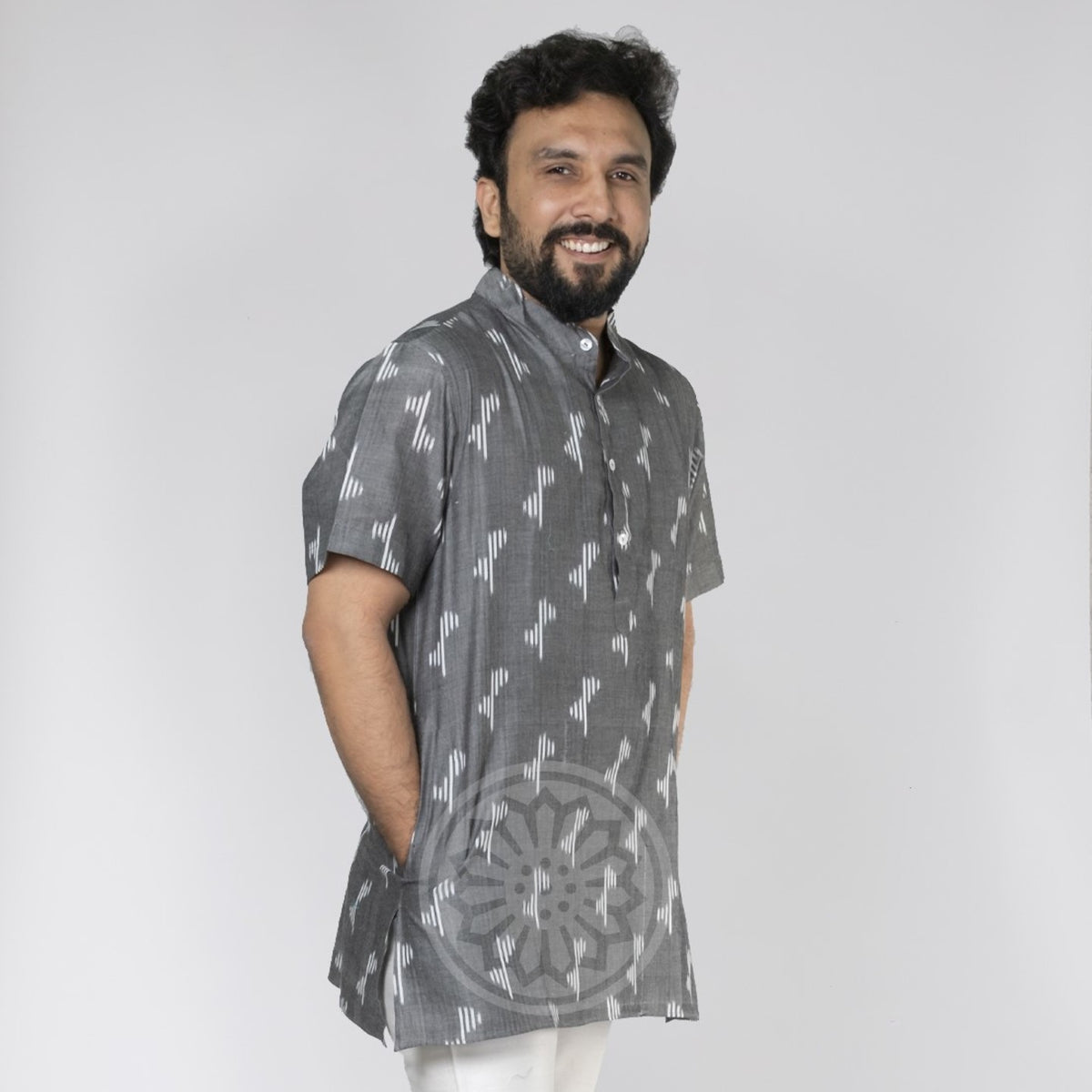 Grey Ikat Short Kurta