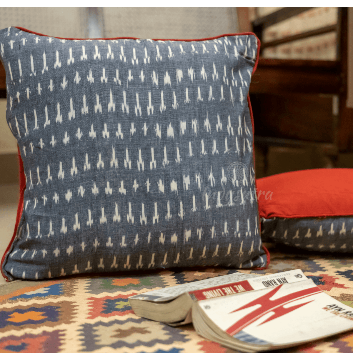 White and Grey Ikat Cushion Cover set