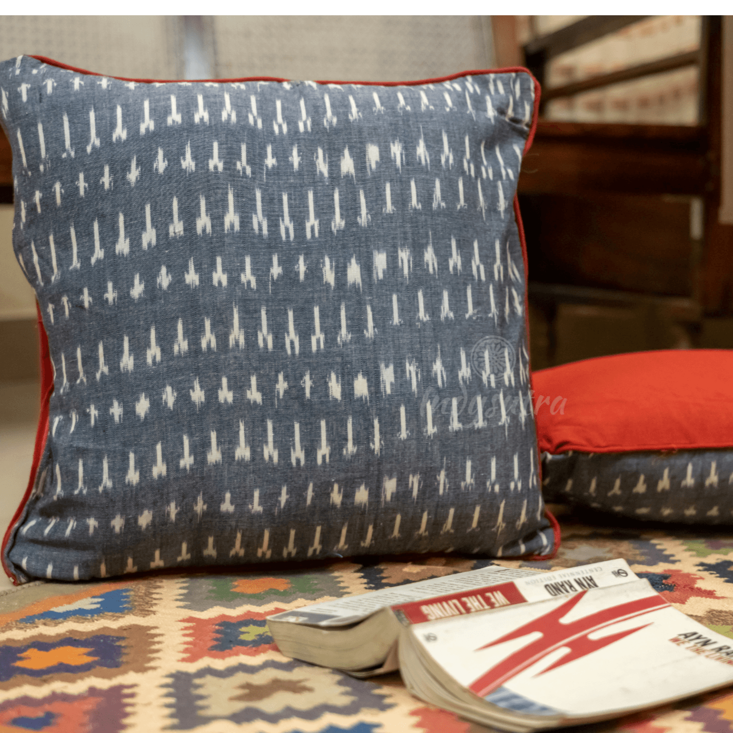 White and Grey Ikat Cushion Cover set