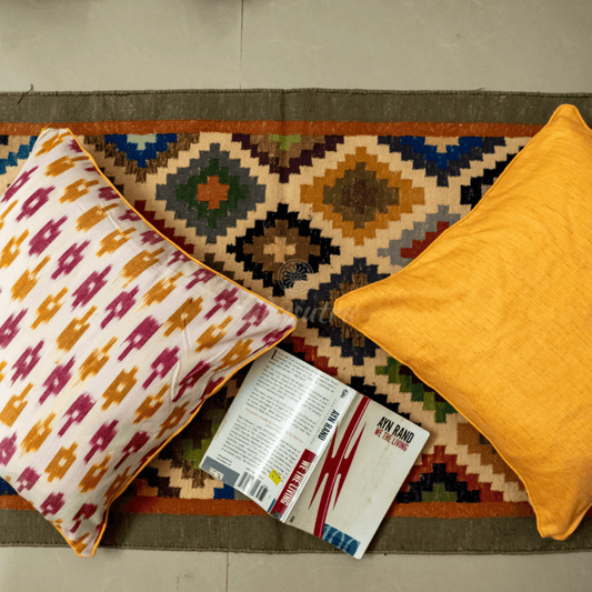 Yellow and Pink Ikat Cushion Cover set