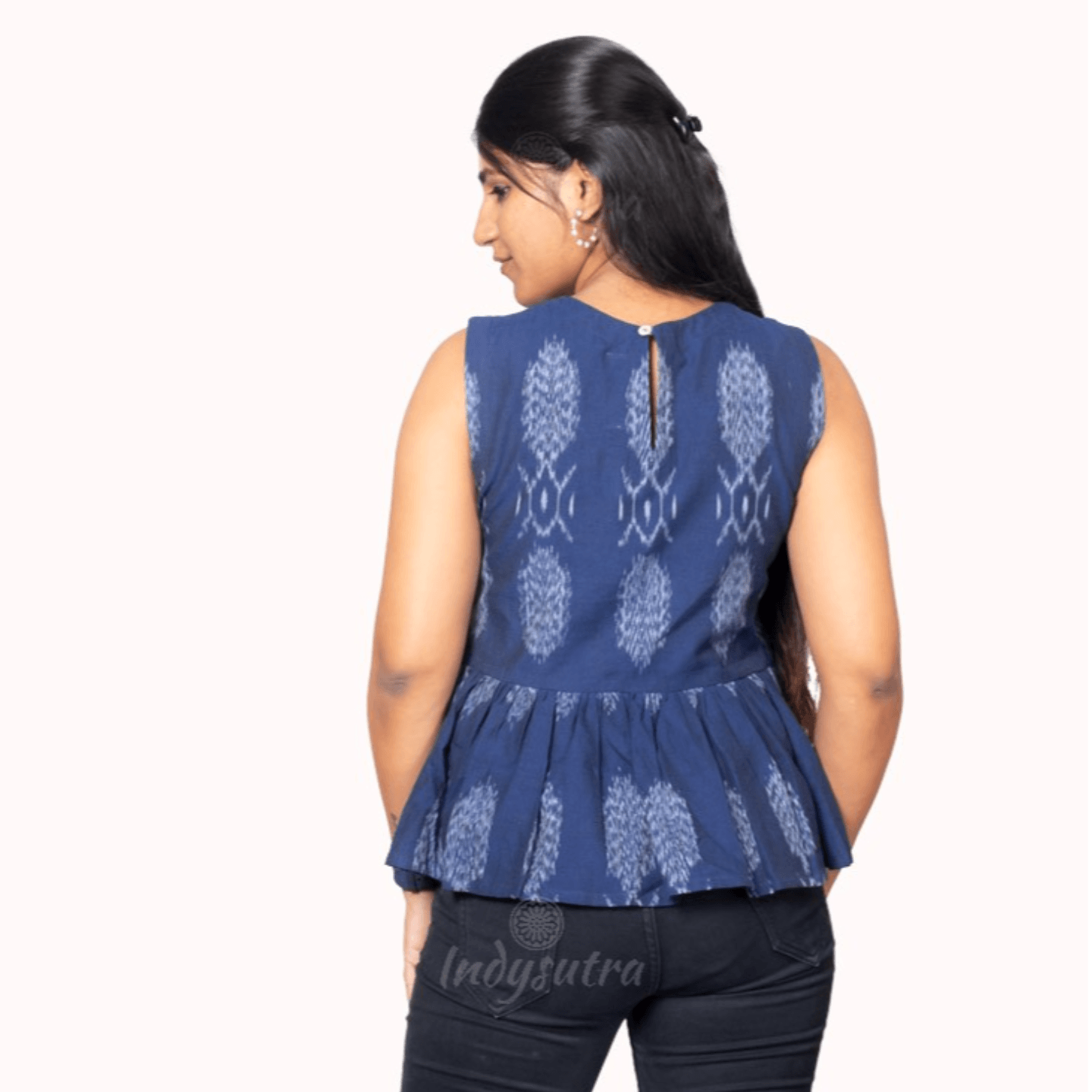Peplum Top - Navy Blue