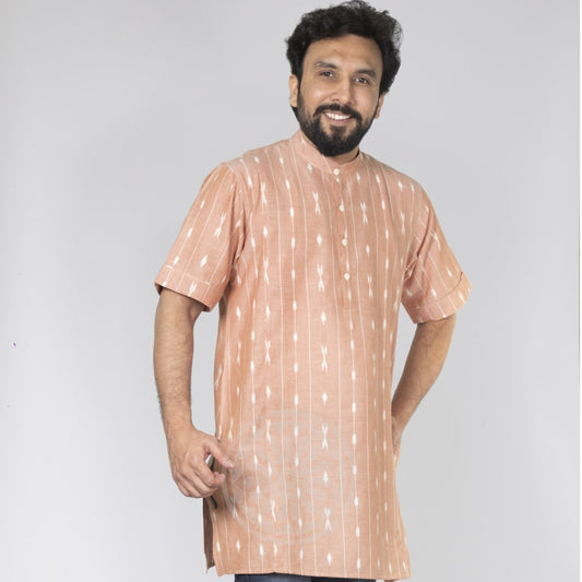 Light Peach Ikat Short Kurta