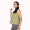 Ikat Green High - Low Short top