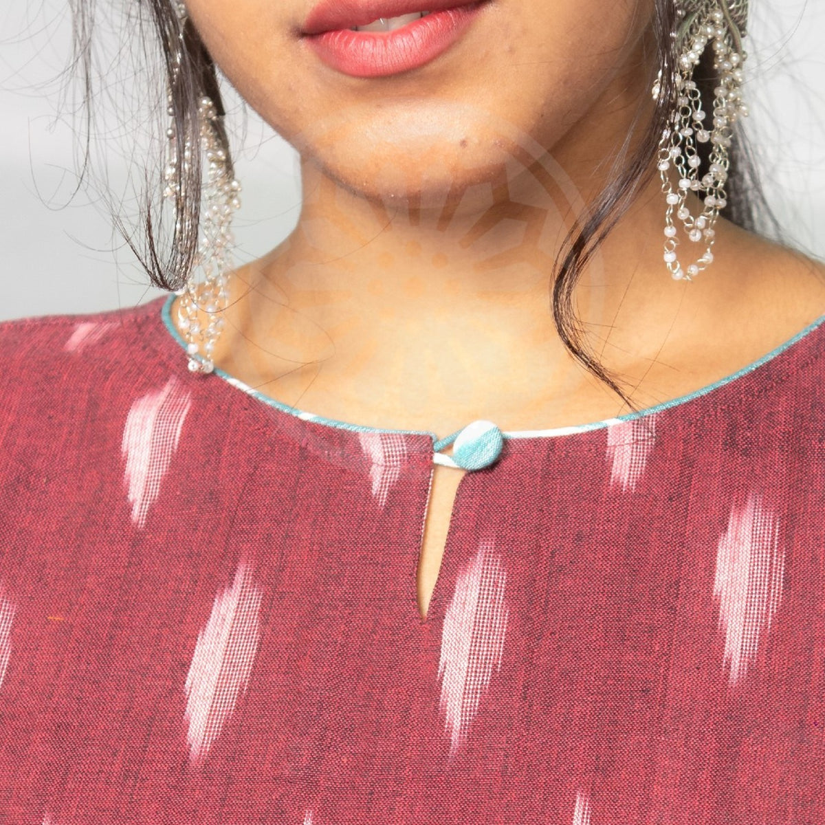 Ikkat Kurti - Maroon